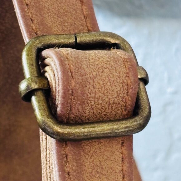 Boho Laser Cut Crossbody Bag Cognac Brown Ring Handle Festival Bag - Picture 4 of 8